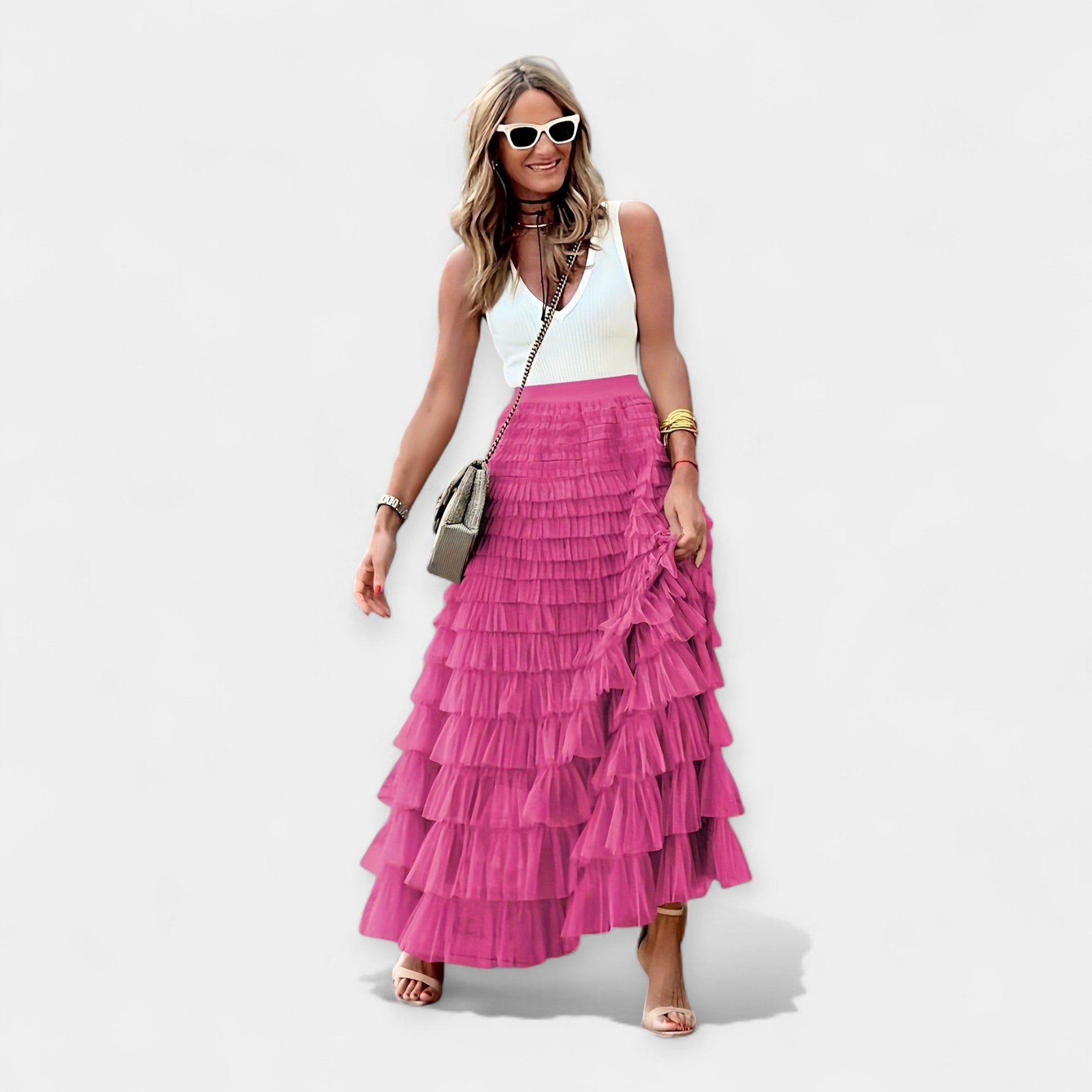 Paula - Falda Boho con Acabado de Satén