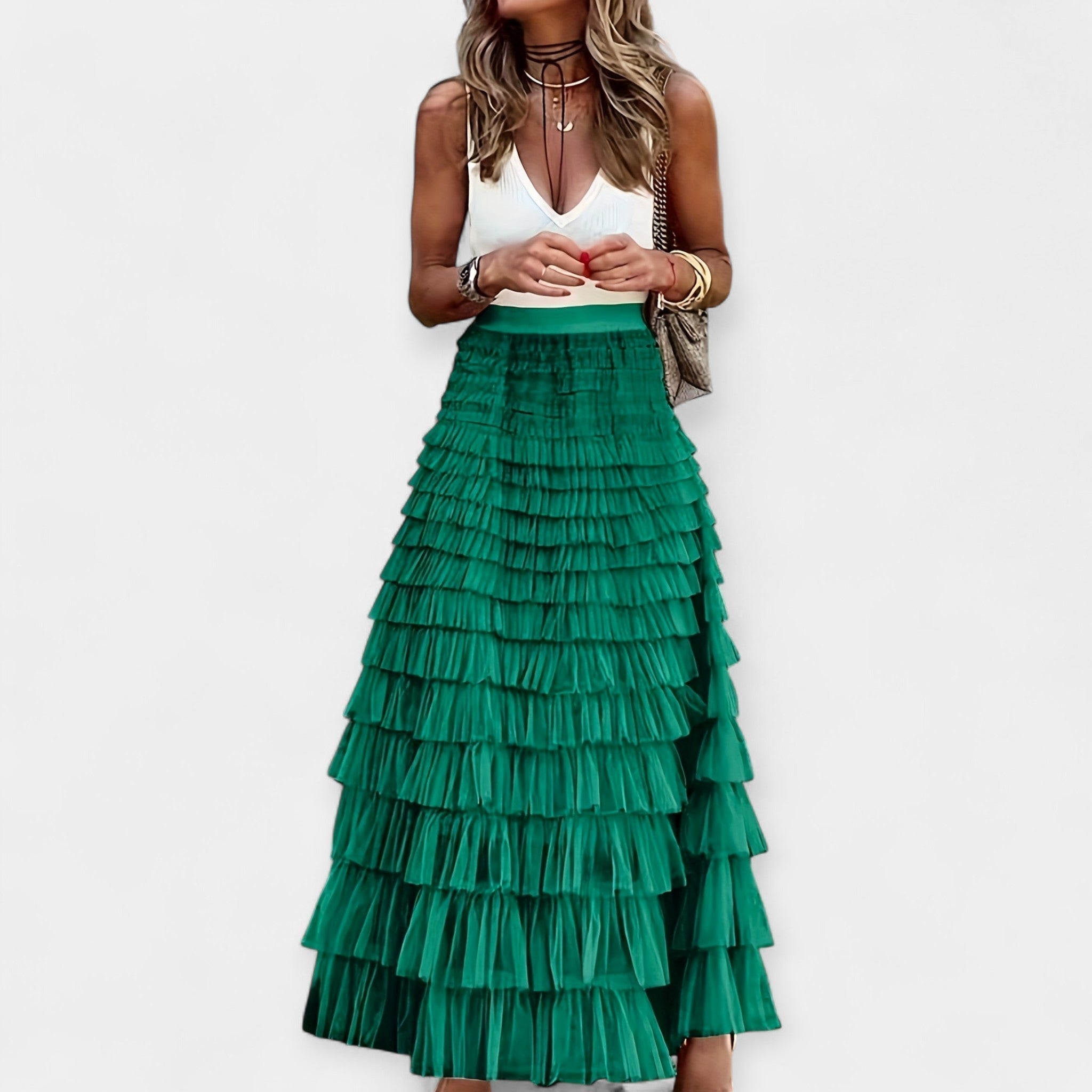 Paula - Falda Boho con Acabado de Satén