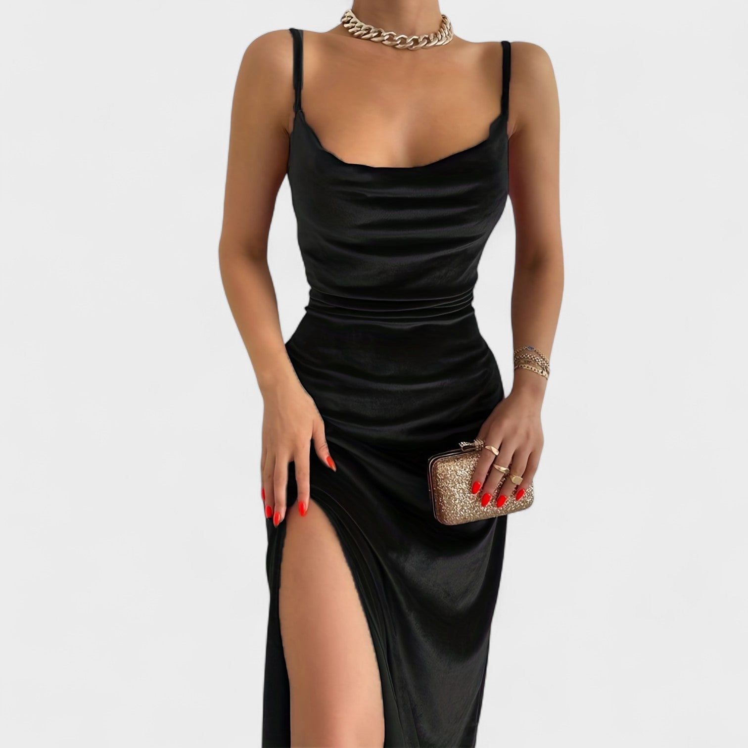 Jimena - Vestido de terciopelo con abertura