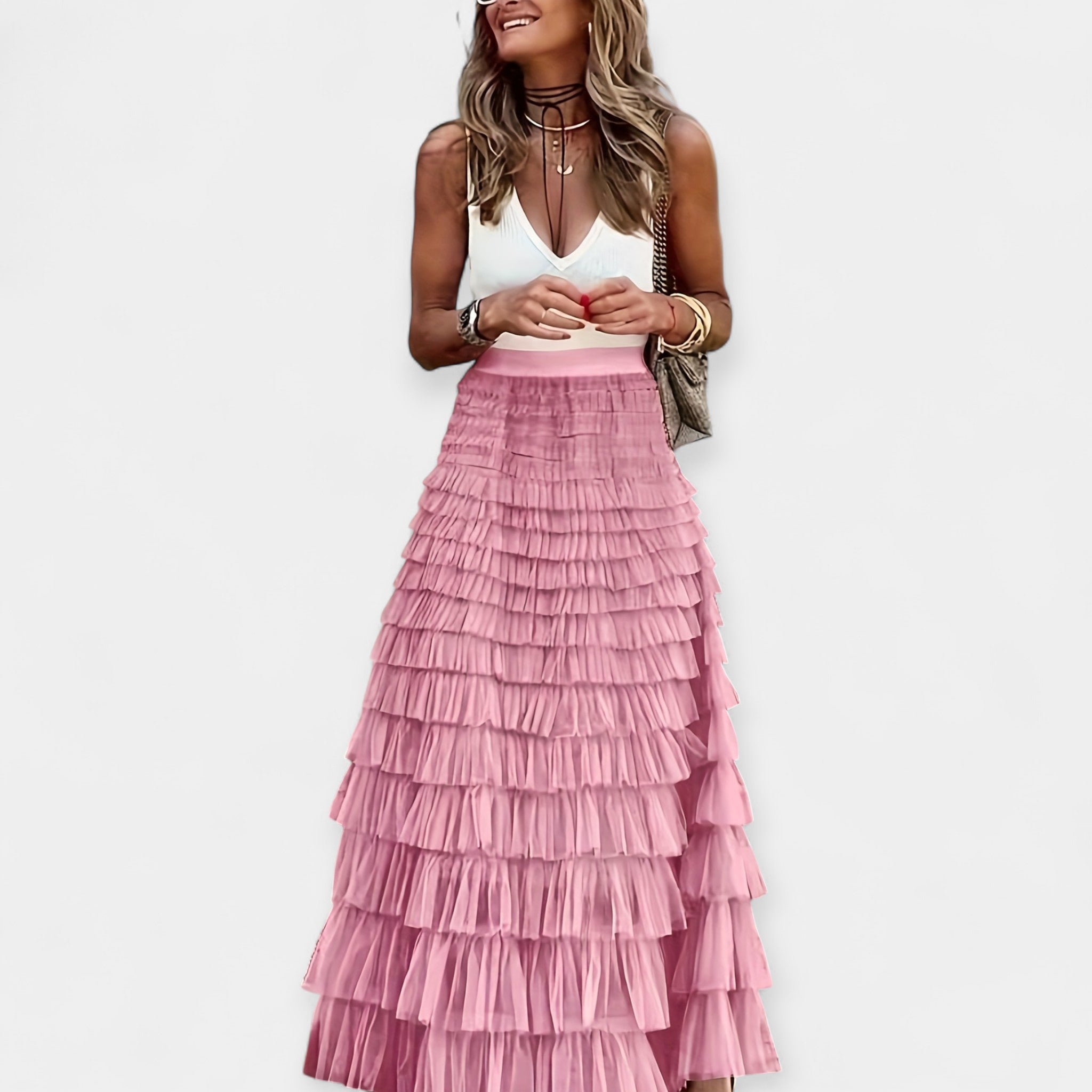 Paula - Falda Boho con Acabado de Satén