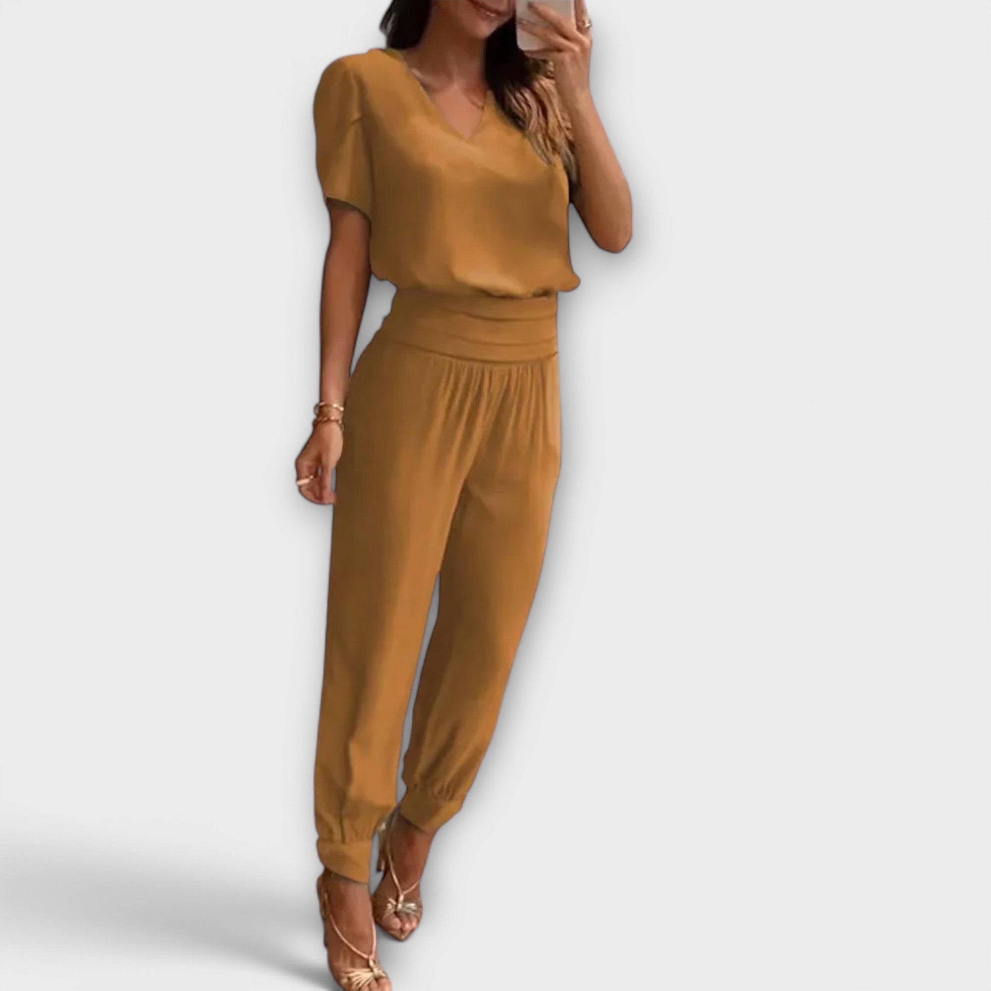 Irene - Conjunto elegante de blusa y pantalones