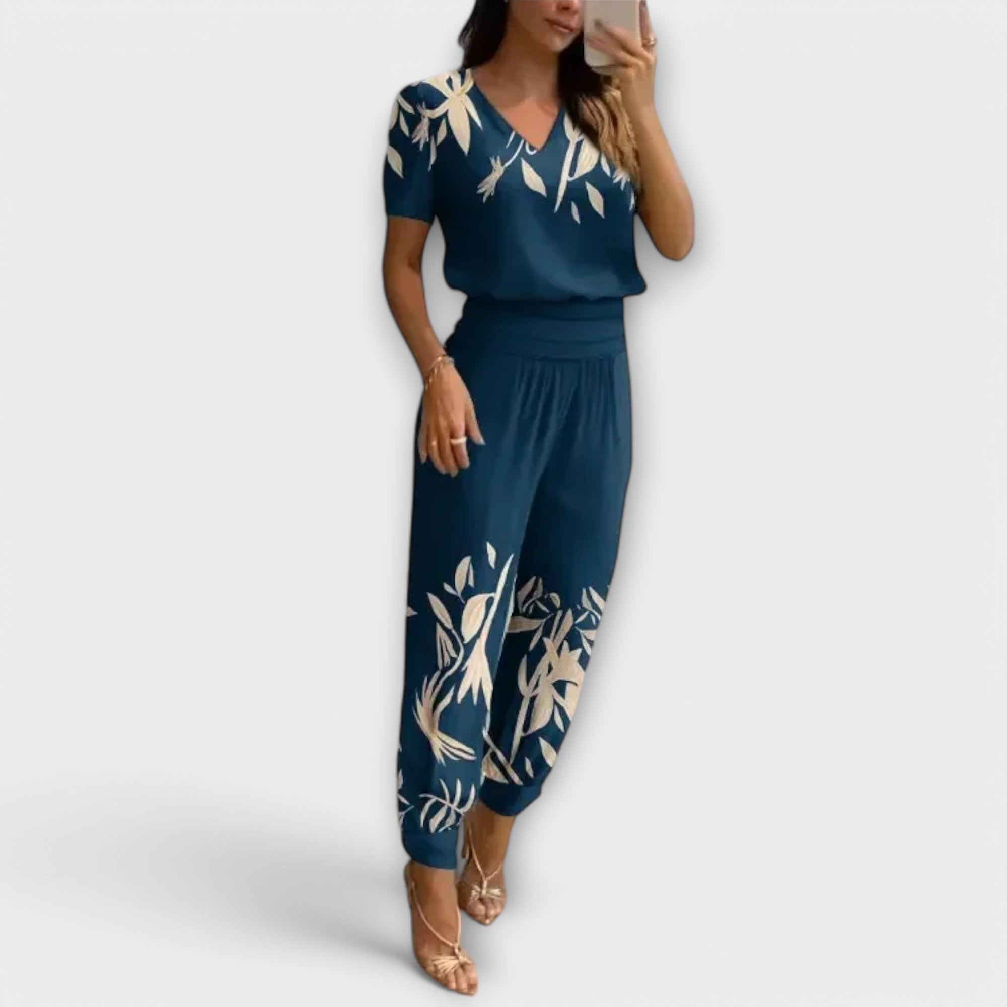 Irene - Conjunto elegante de blusa y pantalones