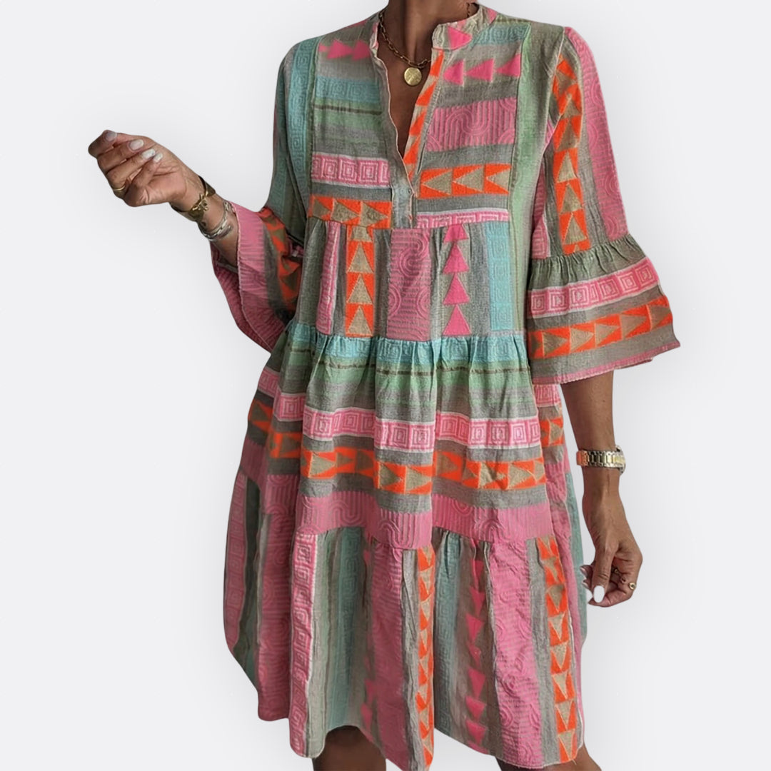Nuria - Vestido Boho de Capas con Corte Fluido
