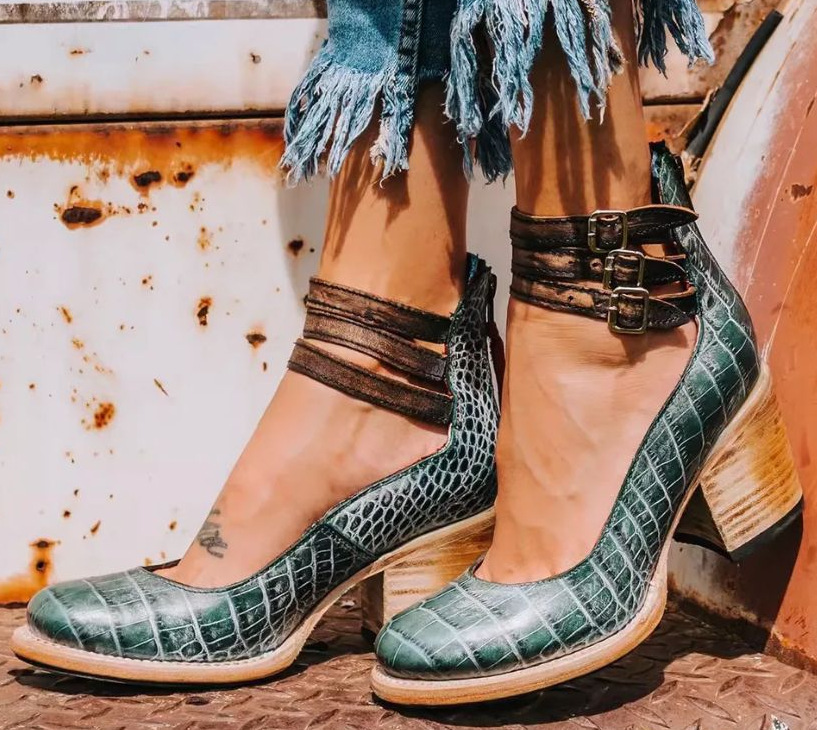 Gracía - Zapatos de tacón alto con tiras múltiples y suela gruesa