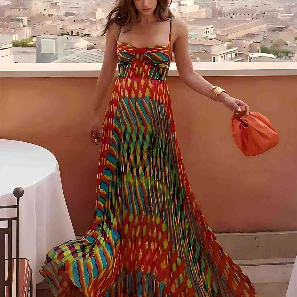 Daniela - Vestido Maxi Estampado Abstracto
