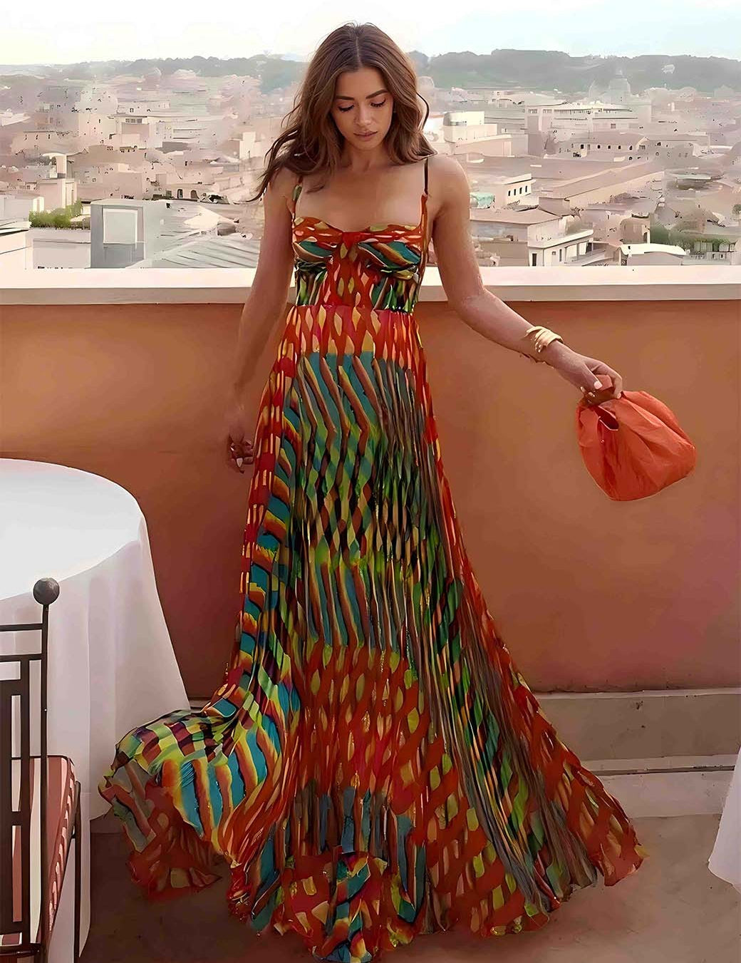 Daniela - Vestido Maxi Estampado Abstracto